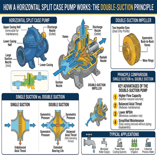 How a Horizontal Split Case Pump Works: The Double-Suction Principle