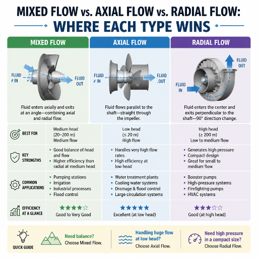 Mixed Flow vs. Axial Flow vs. Radial Flow: Where Each Type Wins