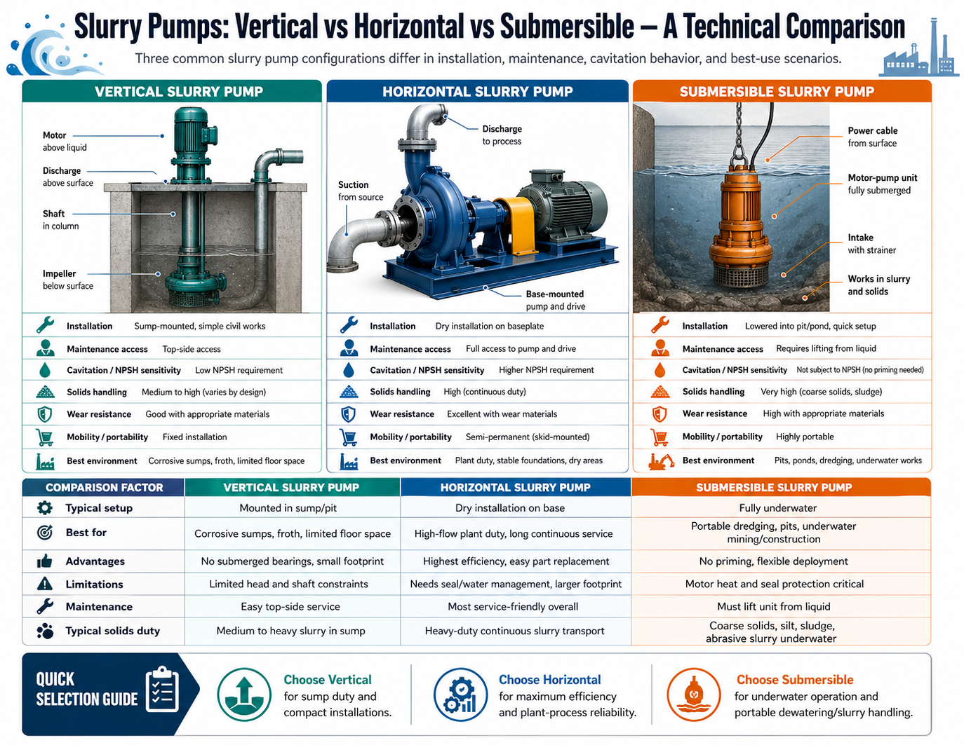 Vertical vs Horizontal vs Submersible — A Technical Comparison