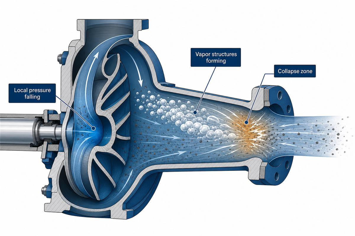 Cavitation in a slurry pump begins at a local pressure boundary, not at the sound — BBP Manufacturing Co., Ltd.