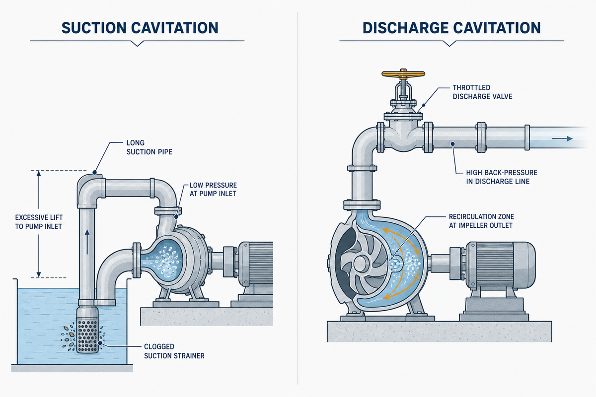 What Causes Pump Cavitation, Suction Side vs Discharge Side — BBP