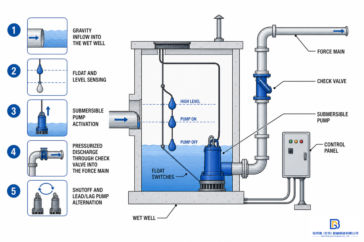 How Does a Sewer Lift Station Work? The 5-Stage Pumping Cycle — Beijing Beibangpu
