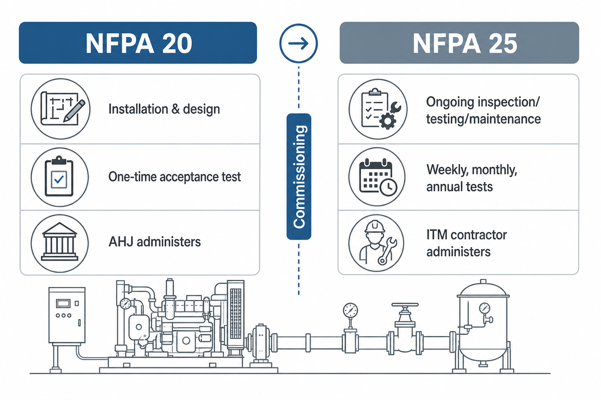 Prueba de aceptación de NFPA 20 versus prueba anual de NFPA 25, ¿cuál acaba de etiquetarte en rojo? «BBP