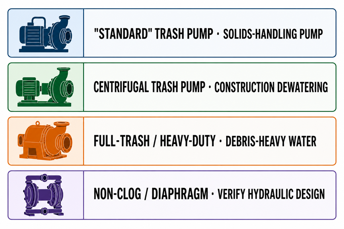 At a Glance, Centrifugal Trash Pump vs "Standard" Trash Pump — BBP