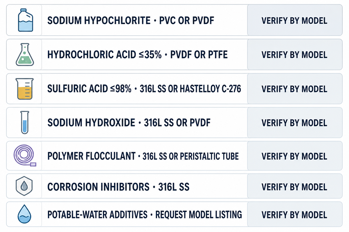 Liquid-End Material Compatibility for Water Treatment Chemicals — BBP