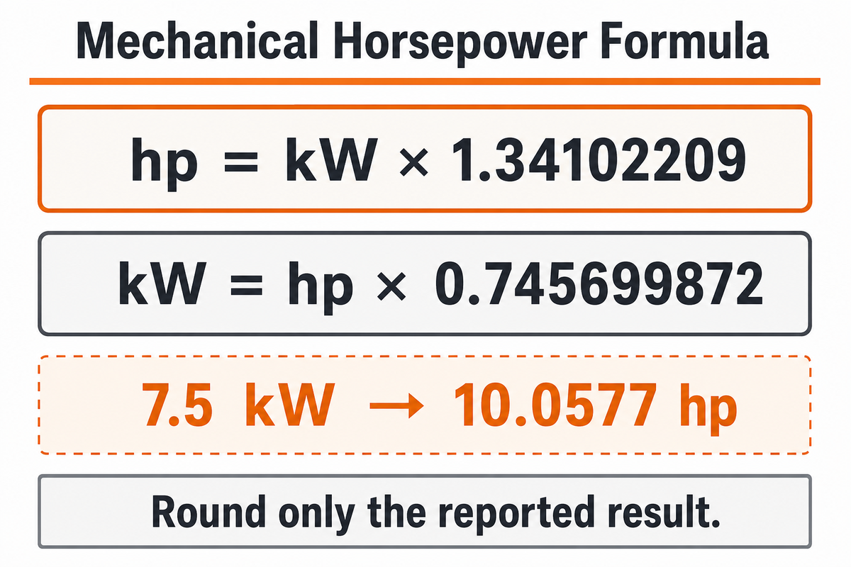 What Formula Converts kW to Mechanical Horsepower? — BBP