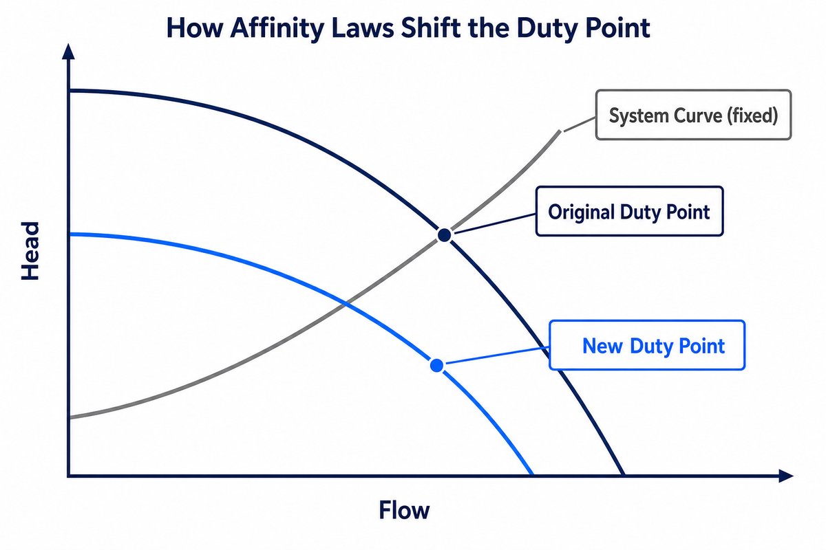 How Affinity Laws Shift the Pump Curve and Duty Point — BBP