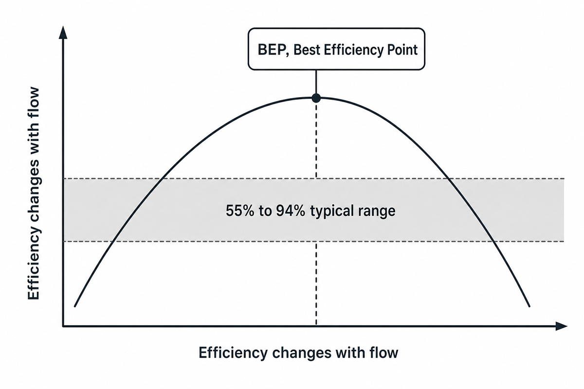 Where Pump Efficiency (η) Comes From