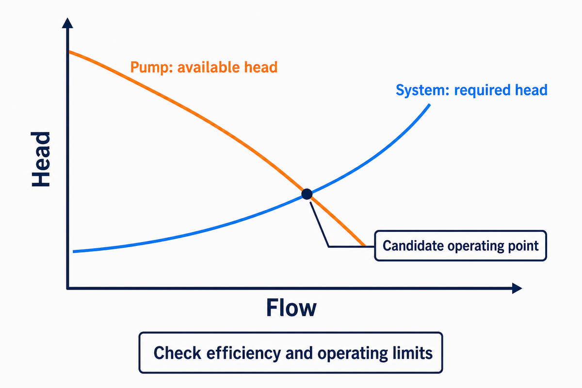 Pump Curve vs System Curve: Find the Operating Point — BBP