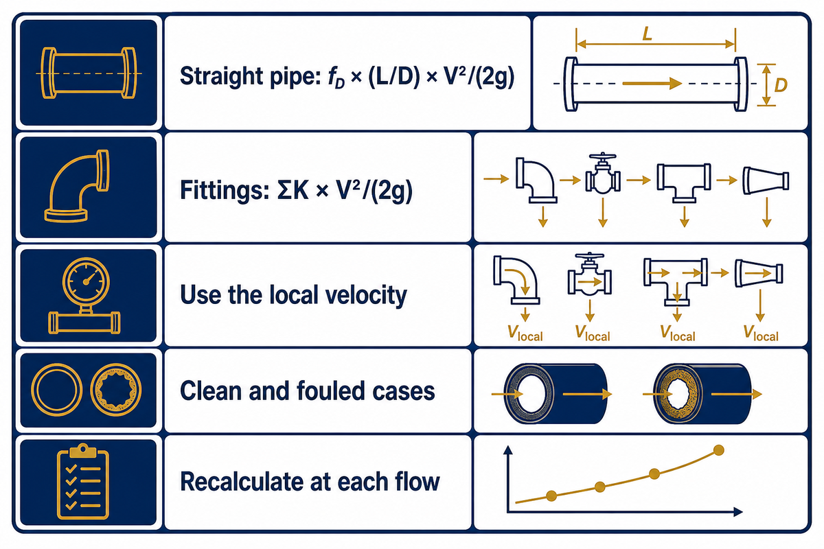 Friction Head: Major Pipe Losses, Fittings, Valves, and Equipment
