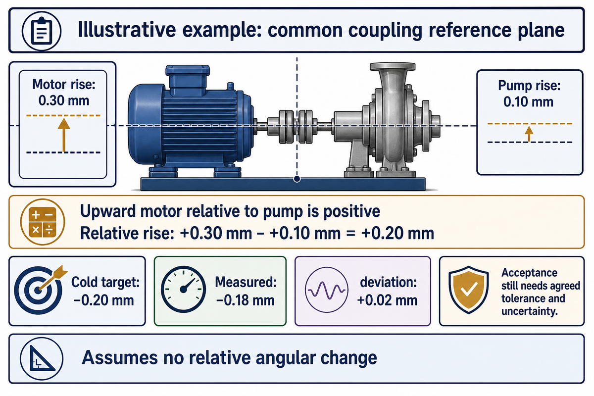 Illustrative cold target −0.20 mm offsets +0.20 mm relative rise; author-created example, not an equipment limit.